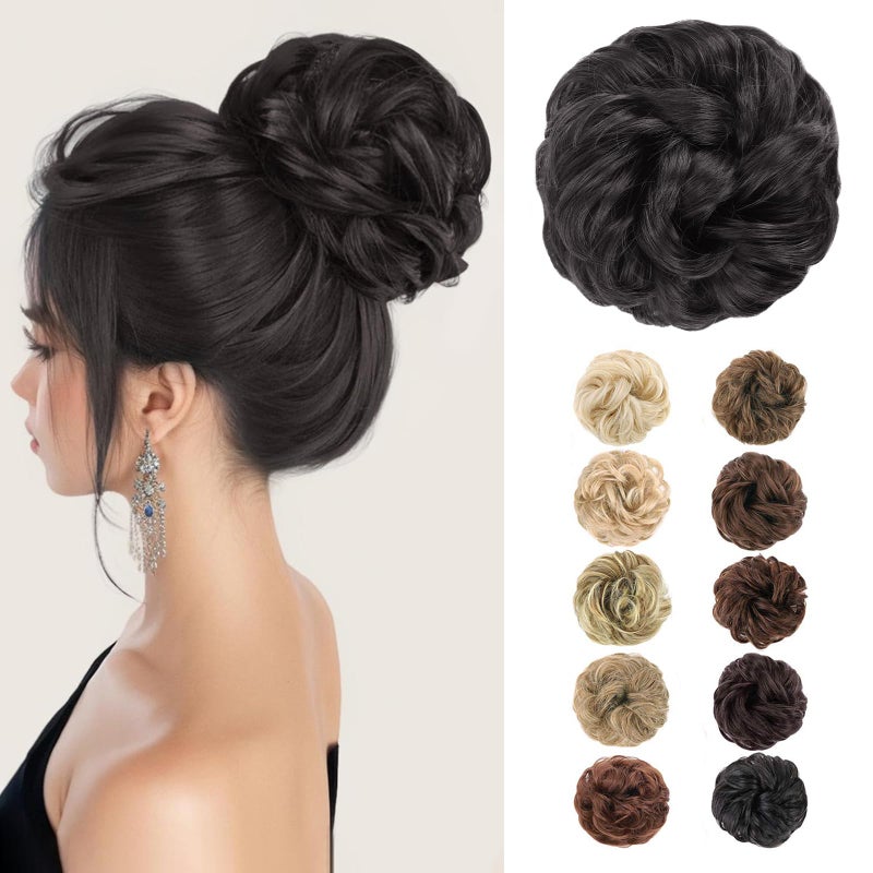 MORICA Messy Hair Bun Hair Scrunchies Extension Curly Wavy Messy Bun Hair Synthetic Chignon Hairpieces for Women(2#) - Image 1